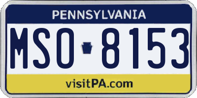 PA license plate MSO8153