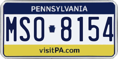 PA license plate MSO8154