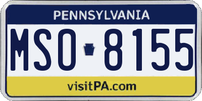 PA license plate MSO8155