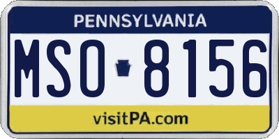 PA license plate MSO8156