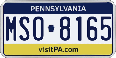 PA license plate MSO8165