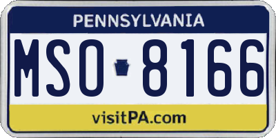 PA license plate MSO8166