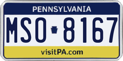 PA license plate MSO8167