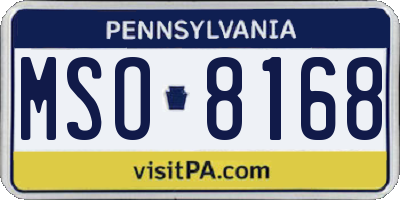 PA license plate MSO8168