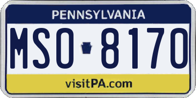 PA license plate MSO8170