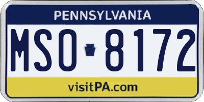PA license plate MSO8172