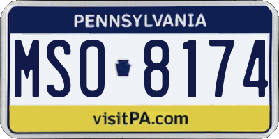 PA license plate MSO8174