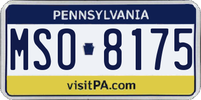 PA license plate MSO8175