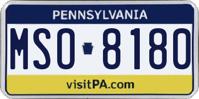 PA license plate MSO8180