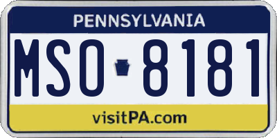 PA license plate MSO8181