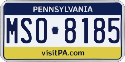 PA license plate MSO8185