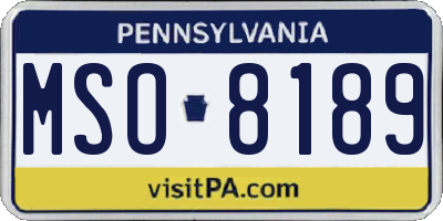 PA license plate MSO8189