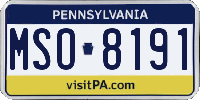 PA license plate MSO8191