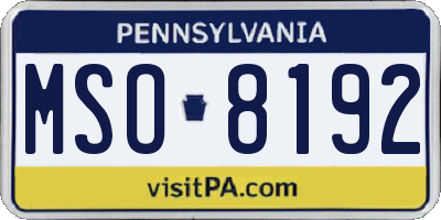 PA license plate MSO8192