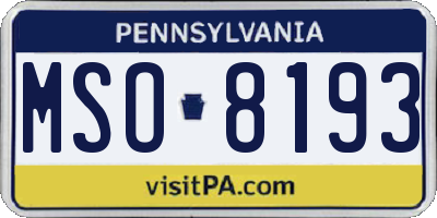 PA license plate MSO8193