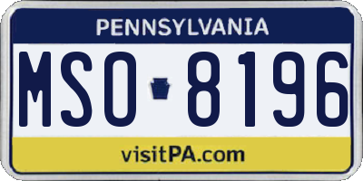 PA license plate MSO8196