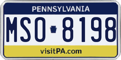 PA license plate MSO8198