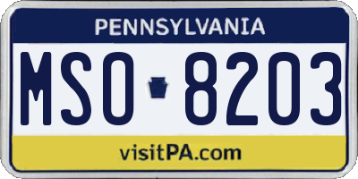 PA license plate MSO8203
