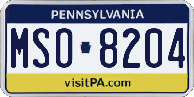 PA license plate MSO8204