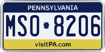PA license plate MSO8206