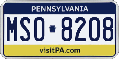 PA license plate MSO8208