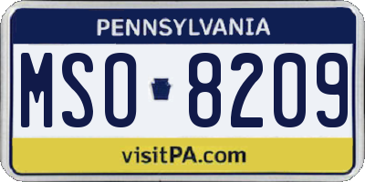 PA license plate MSO8209