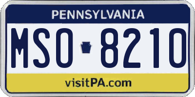 PA license plate MSO8210