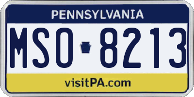 PA license plate MSO8213