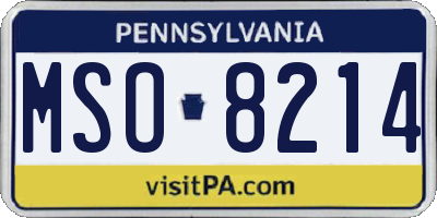 PA license plate MSO8214