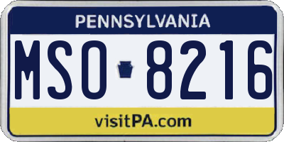 PA license plate MSO8216
