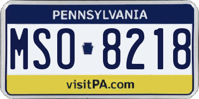 PA license plate MSO8218