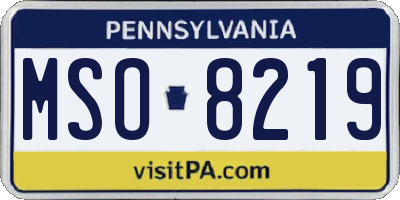 PA license plate MSO8219
