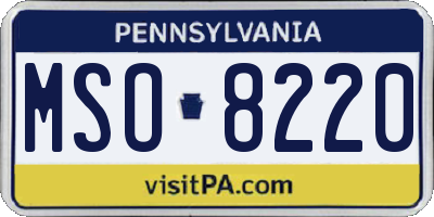 PA license plate MSO8220