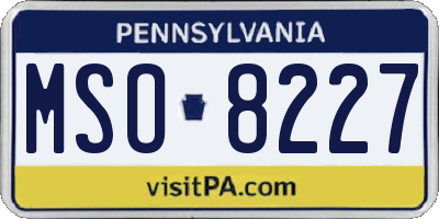 PA license plate MSO8227