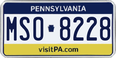 PA license plate MSO8228
