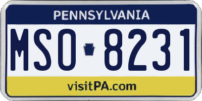 PA license plate MSO8231
