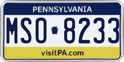 PA license plate MSO8233