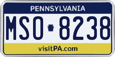 PA license plate MSO8238