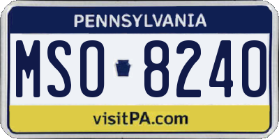 PA license plate MSO8240