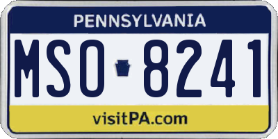 PA license plate MSO8241