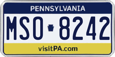 PA license plate MSO8242