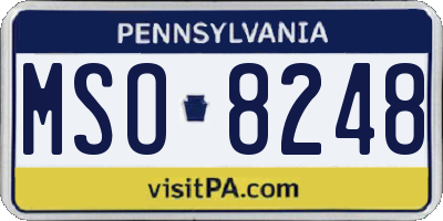 PA license plate MSO8248