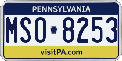 PA license plate MSO8253