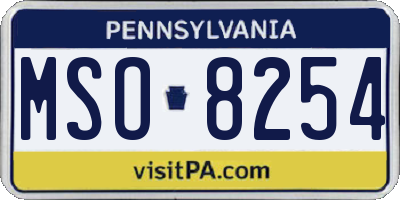 PA license plate MSO8254