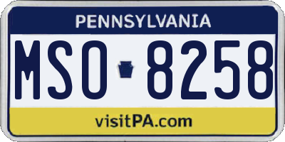 PA license plate MSO8258