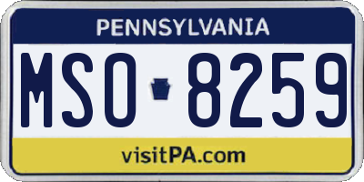 PA license plate MSO8259
