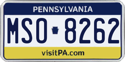 PA license plate MSO8262