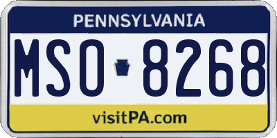 PA license plate MSO8268