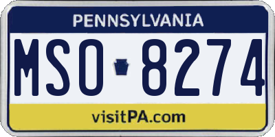 PA license plate MSO8274