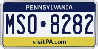 PA license plate MSO8282
